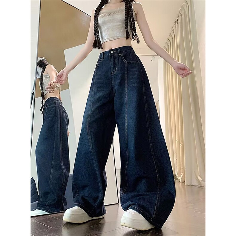 解构字母刺绣弯刀牛仔裤男女夏季新款2025宽松阔腿裤子-A2185TP48,男装牛仔裤,电商B241