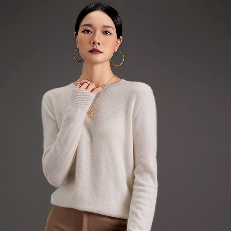 2025年秋季宽松型通勤套头单件长袖圆领时尚百搭,女装羊绒衫,鑫萬耀羊绒