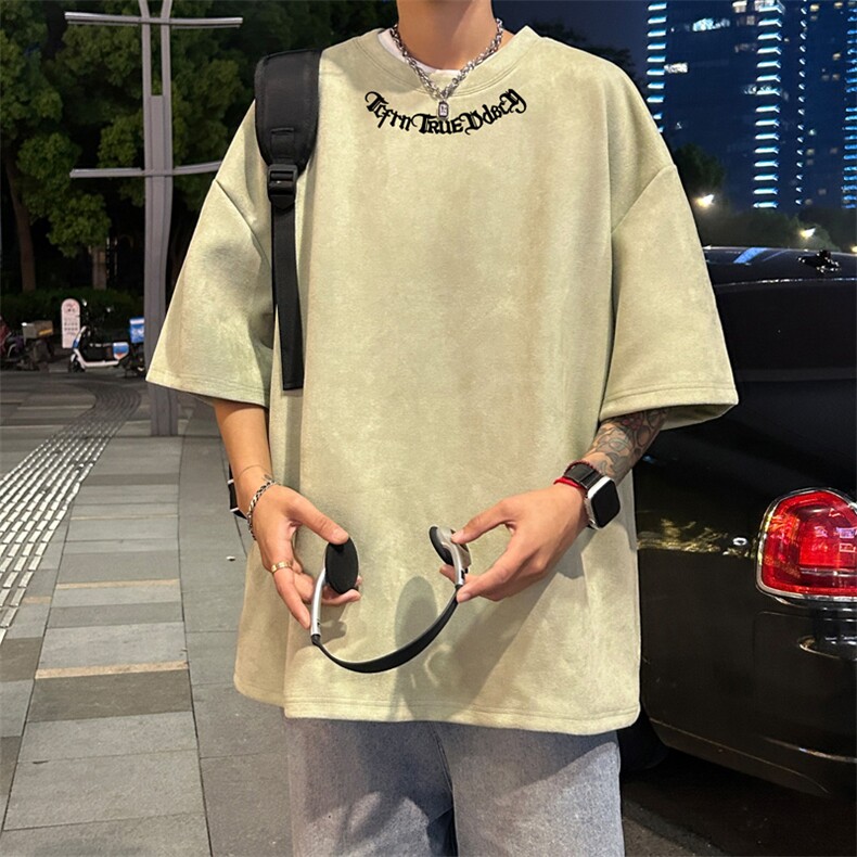量大优供视频重磅麂皮绒短袖t恤男JT518-特p19,男装T恤,电商B371