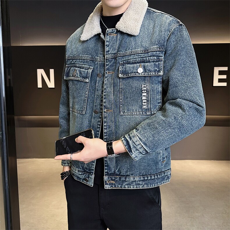 秋冬新款羊羔毛加厚牛仔外套男B321-9529加绒-P165,男装工装外套,电商B321-1