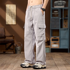 多口袋工装裤子男春夏新款户外运动宽松直筒休闲裤男裤Z2536-P40，男装休闲裤，星座509