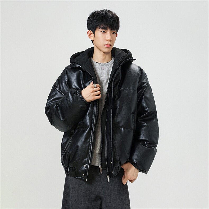 现货假两件pu皮衣棉服外套男冬季新款加厚美式高街棉衣M106-P120,男装皮衣,星座308B-2