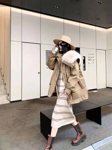 2021冬季新款洋气狐狸大毛领可拆卸时尚保暖羽绒派克服图片
