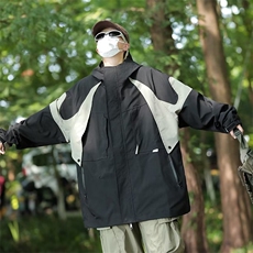 山系防水拼接三合一冲锋衣日系撞色复古男工装夹克连帽外套，男装夹克，星座716-3