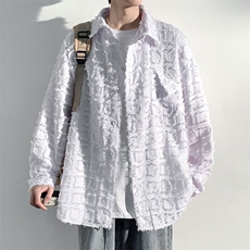 特批P45无差价25春款韩版潮流磨毛格子长袖衬衫男上衣潮衬衣C803，男装衬衫，电商A001