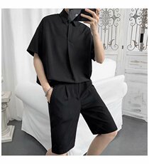 夏季薄款短袖衬衫男ins港风日系西装半袖衬衣潮流上衣W921-P30，男装衬衫，星座512-2