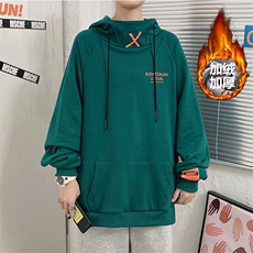 8XL-M港风连帽加绒加厚卫衣男2023冬季新款加肥加大码胖子控价98，男装卫衣，钱塘717(原712)