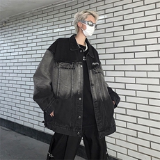 V07-P68美式复古情侣牛仔外套渐变宽松夹克30棉70聚酯纤维控88，男装夹克，星座1608