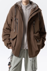 冬季外套加绒加厚潮牌夹克连帽宽松保暖派克服A436-D209-P80，男装夹克，电商A436