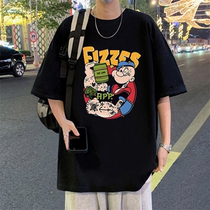 T857大码宽松纯棉运动圆领体恤衫oversize短袖T恤男重磅T图片