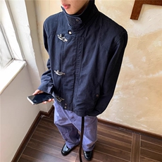 美式复古水洗飞机扣立领夹克男女外套工装风时尚休闲潮流ZJ46P87，男装夹克，星座1112-1