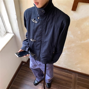 美式复古水洗飞机扣立领夹克男女外套工装风时尚休闲潮流ZJ46 P87图片