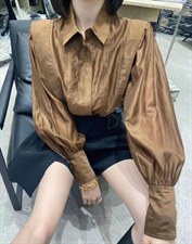 2021秋季新款韩东大门宽松显瘦POLO领单排扣前胸打杠小，其它，L·H·X