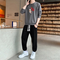 抖音直播特价跑量秋冬两件套男士潮醒狮印花卫衣套装TZ8070，男装休闲套装，星座1816-2（原1210–2）