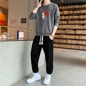 抖音直播特价跑量秋冬两件套男士潮醒狮印花卫衣套装TZ8070图片