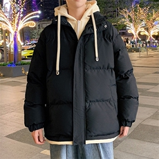 可二开~2025新款港风假两件棉衣男生连帽外套D4134-TP75不，男装棉衣，电商A102