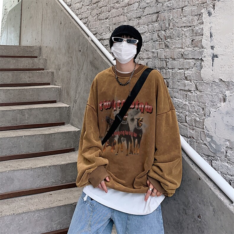 22新款秋复古美式水洗做旧宽松连帽男女中性卫衣301B-JB7890-P58,男装卫衣,星座301B