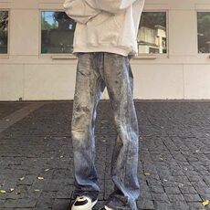 美式高街牛仔裤男韩版潮流修身帅百搭2026夏秋ins长裤RK2871-P66，男装牛仔裤，星座412-3