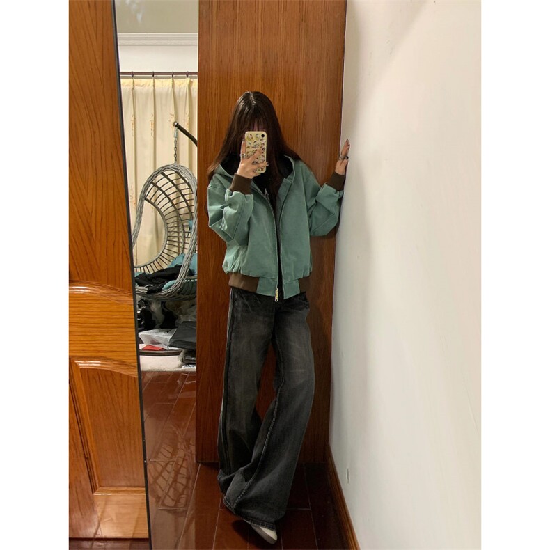 【有货】湖水绿Boxy短款连帽外套男春秋美式帆布夹克Y166CC-特P63,男装夹克,星座1007（原301D）
