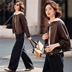 BK时尚油蜡磨砂皮女立领小个子短款海宁皮衣夹克外套2026春秋新款，女装皮衣，江南女神