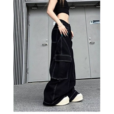 春季复古明线设计感工装牛仔裤女宽松街头宽松阔腿裤LY93000-P50，男装牛仔裤，星座1008