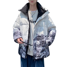 现货雪山款连帽时尚宽松轻薄白鸭绒扎染外套羽绒服R8833P100，男装羽绒服，星座301D-5(原星座1415）