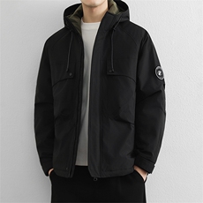 冬季御寒服男士新款冲锋衣棉服保暖潮流口袋棉衣防风连帽外套，男装夹克，星座914