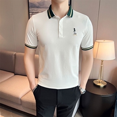 主推款现货小人刺绣夏季短袖翻领Polo衫大码时尚半袖上衣T016-P45，男装T恤，电商D342