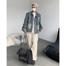 秋季新款美式复古牛仔外套潮流洗水做旧街头情侣夹克JK08617-P75，男装夹克，星座308B-1