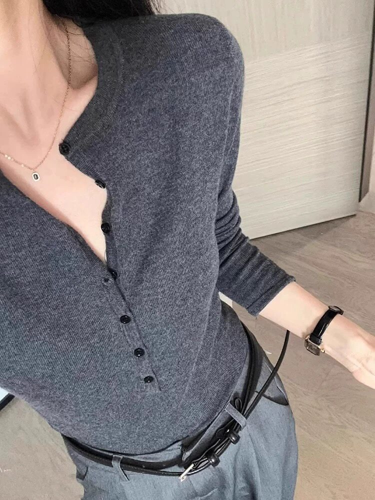 春季薄款精纺羊毛衫女内搭软糯高级感修身显瘦毛衣纯羊毛打底衫,针织衫/毛衣,恩泰羊绒