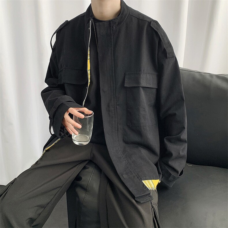 长袖衬衫男港风日系外套纯棉C109P55图片