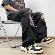 欧美高街vibe裤街头牛仔裤男款夏季破洞乞丐裤N06126-P43，男装牛仔裤，星座308B-2