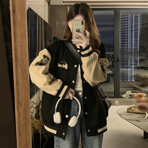 美式潮牌情侣设计感夹克宽松复古重工刺绣棒球服外套女男C388-90图片