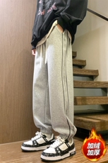 秋季新款男束脚加绒休闲裤男休闲百搭港风卫裤K3206H-P50控78，男装休闲裤，星座717