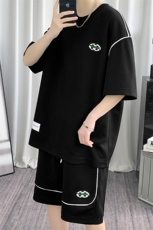 夏装港风潮创意印花短袖T恤两件套圆领套装男女8046-P78控价98，男装T恤，电商A441-1