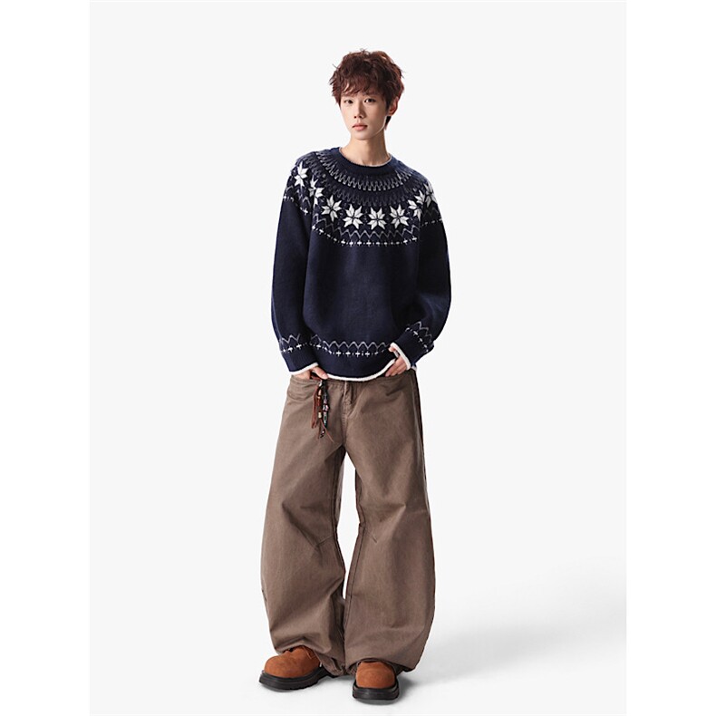 秋冬提花针织衫男女学院风圆领个性情侣休闲毛衣MY05827-P58,男装针织衫/毛衣,星座308B-2