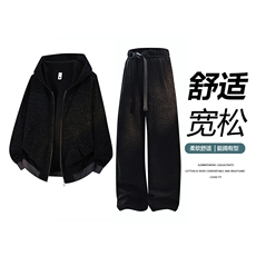 主推满天星连帽开衫卫衣外套直筒裤套装两件套TZ2568M-5XL，男装休闲套装，星座210-1