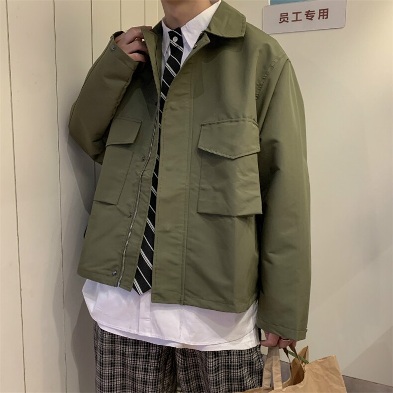 春秋季纯色工装男女ins复古宽松情侣港味夹克上衣潮W1463-P55,男装夹克,星座512-4