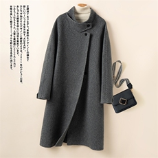 2025百搭时尚简约翻领长款大衣，女装双面呢大衣，优远毛呢大衣