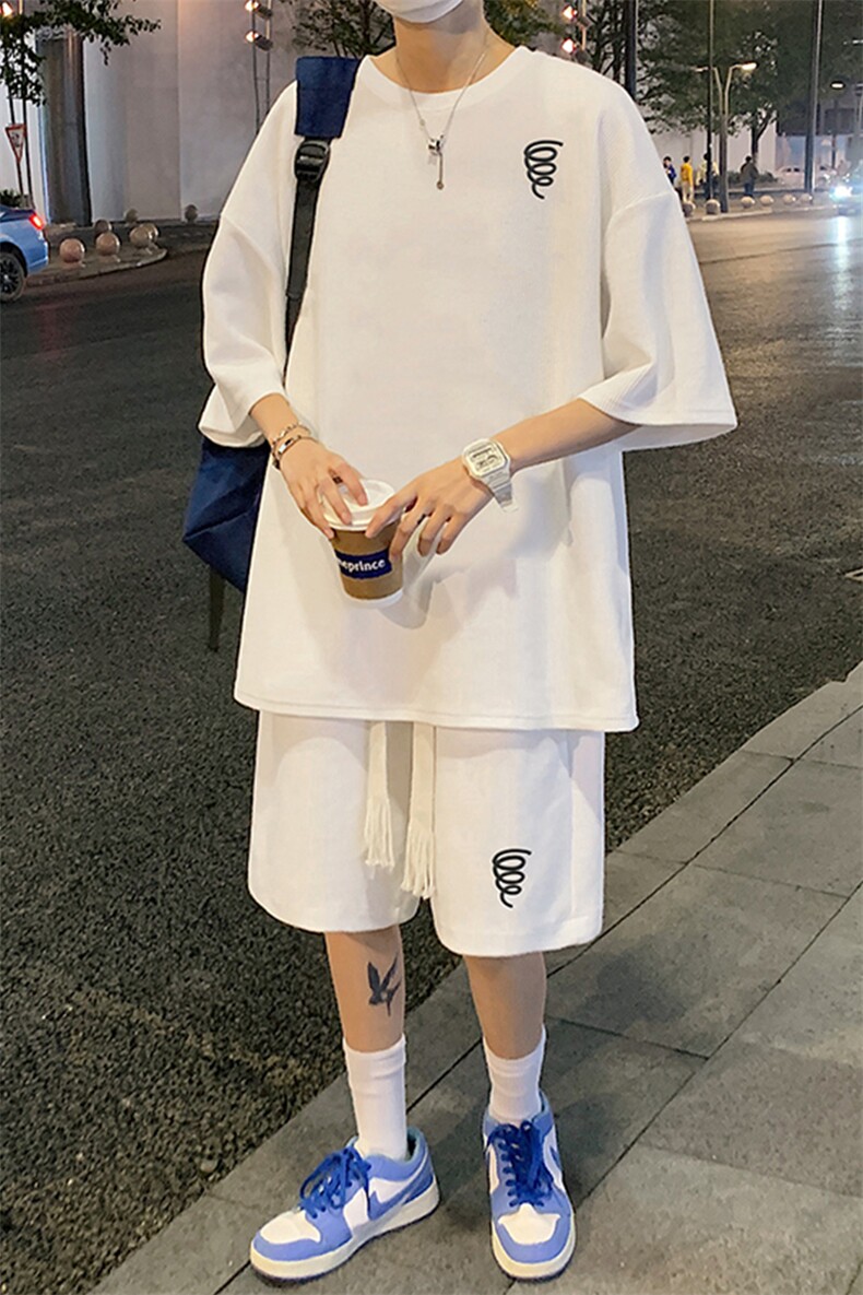 套装！华夫格套装短袖T恤短裤男TZ203-特P38,男装T恤,电商B367