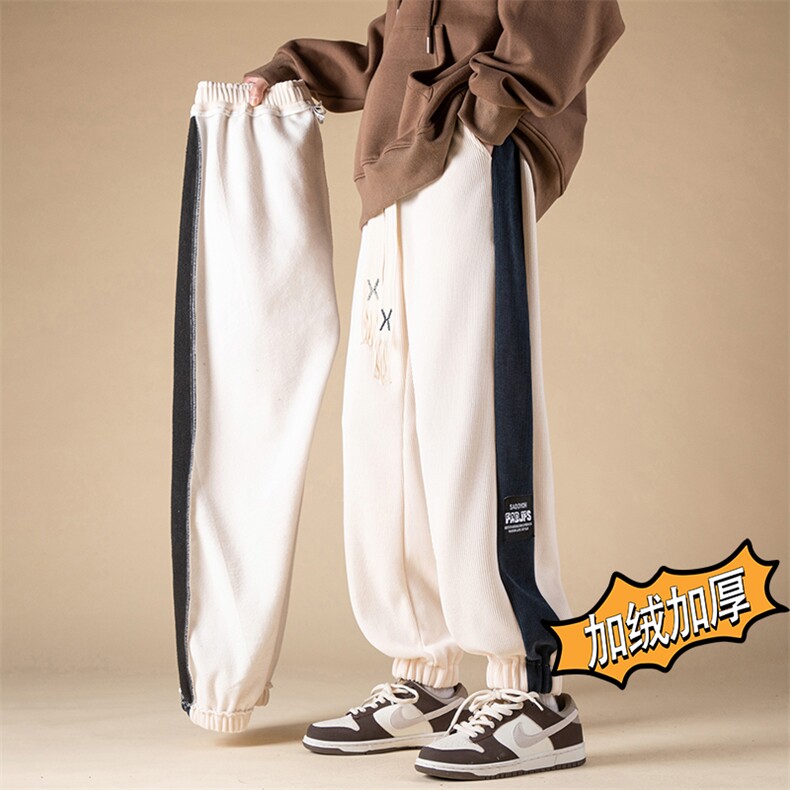 秋冬加绒加厚休闲裤男直筒阔腿运动裤K800*P39*加绒42控68，男装休闲裤，星座227-2
