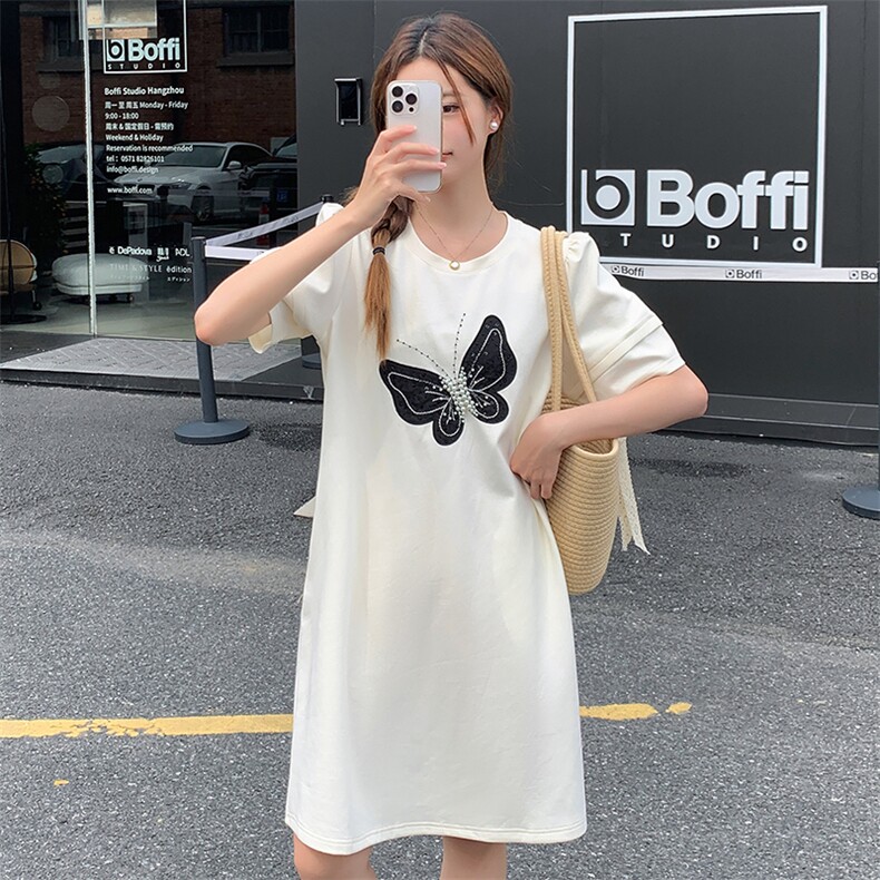 法式设计感连衣裙2024新款夏季轻奢高级感小个子宽松款短袖裙子女，女装连衣裙，鑫慧