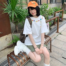 万针全刺绣工艺抖音得物高品质260克重磅纯棉双纱美式高街短袖T恤，男装T恤，电商A486