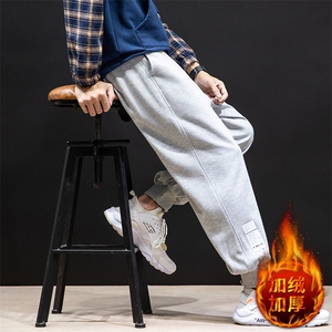K12045-P40 加绒P50 束脚纯棉运动裤男士休闲裤大码宽松卫裤男图片