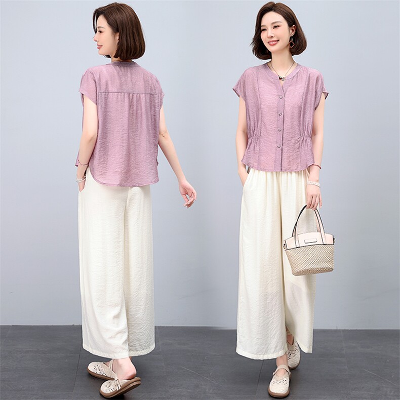 大方得体穿搭一整套2025新款套装女夏季洋气减龄显瘦阔腿裤两件套，女装套装/套裙，阿丹