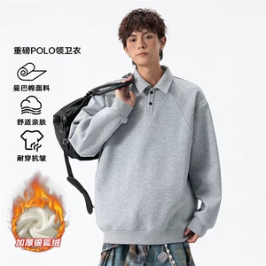 宽松舒适银狐绒500g重磅曼巴棉解构卫衣男W5406J加绒-特P50控98图片