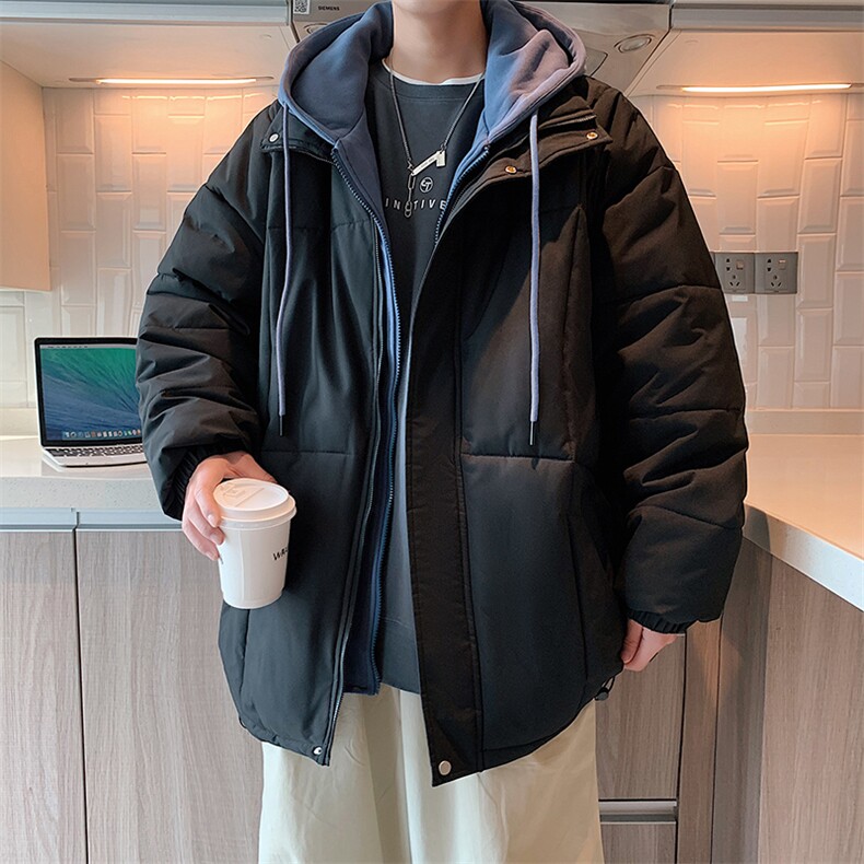 港风假两件棉衣男宽松防风防水加厚棉衣外套MY8831-P95图片
