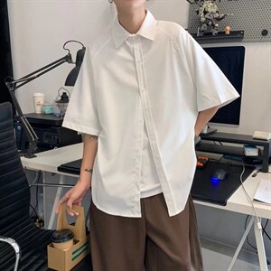 夏季潮五分袖新款百搭ins慵懒原宿衬衫C51P29图片