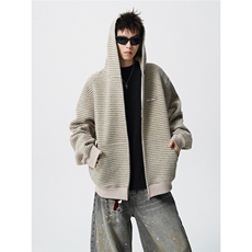 美式条纹连帽拉链设计卫衣无影墙S-XL开衫卫衣WY78109特P65控98，男装卫衣，星座227-7