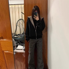 复古美式高街外套男女情侣秋冬款宽松慵懒风千鸟格夹克棒球服上衣，男装夹克，星座506A